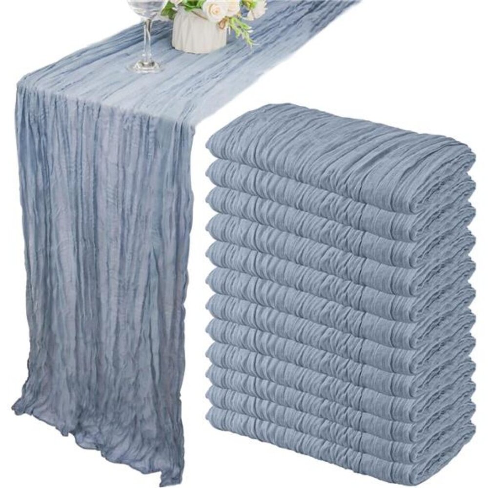 12 Pack 10Ft Cheesecloth Table Runner 35x120 Inch Boho Gauze Table Runner